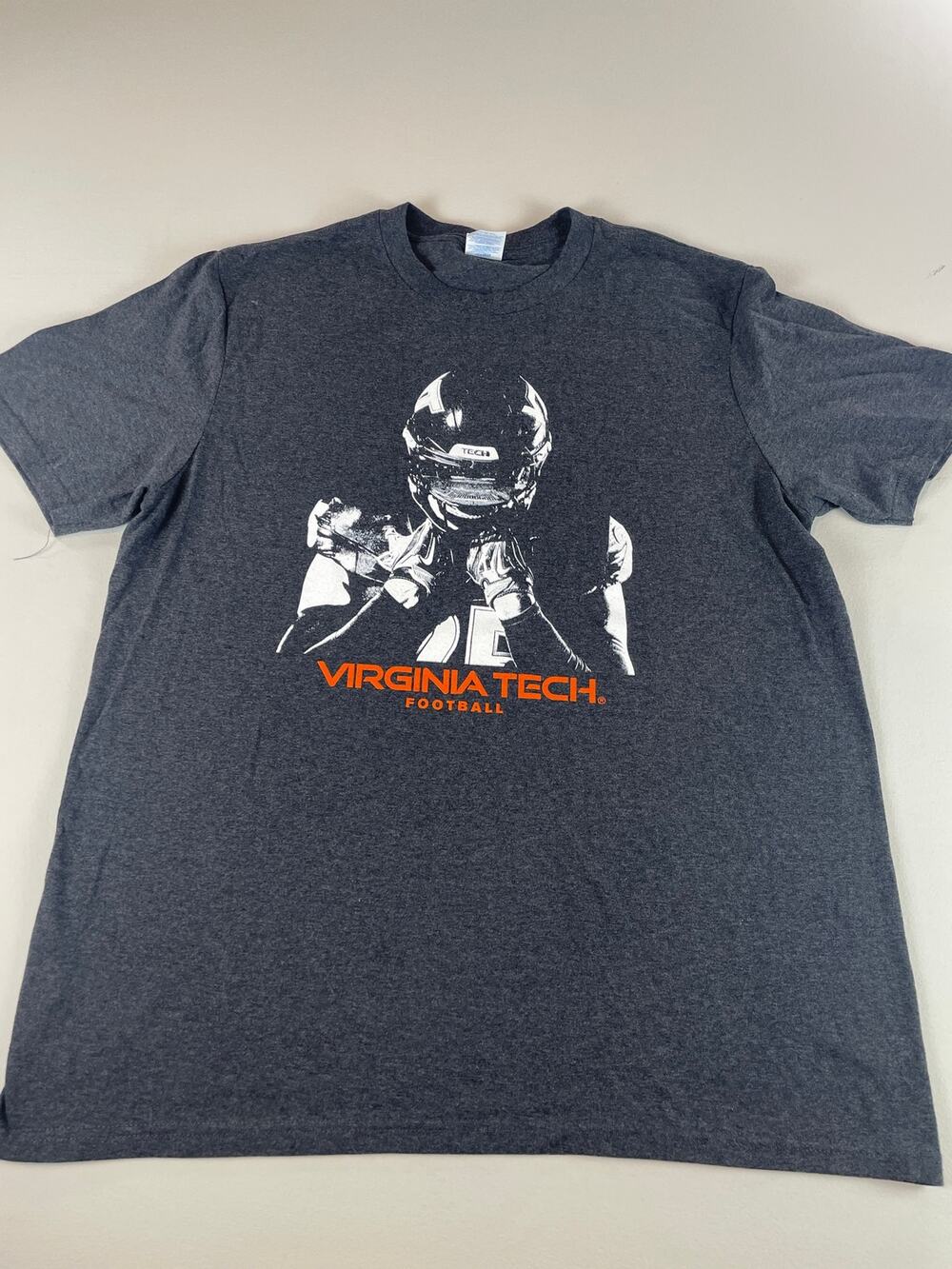 Virginia Tech Football Graphic Tee Charcoal Gray Mens Size L